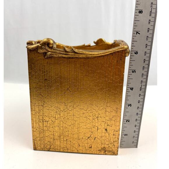 VTG Floral Golden Tissue Box Cover Home Decor Painted Croscill - Picture 7 of 13